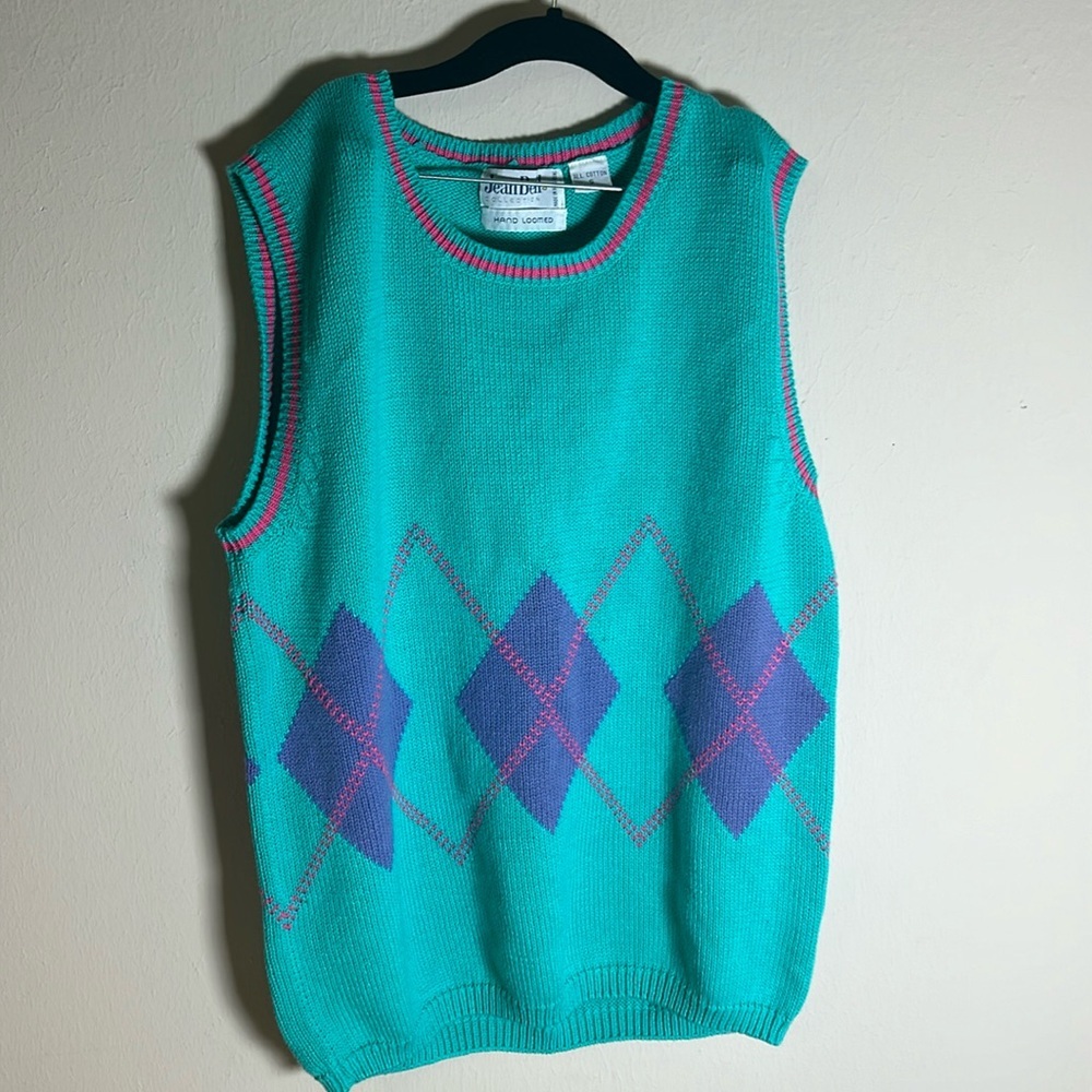 Vintage Jean Bell Hand Loomed 100% cotton vest size small school girl core​